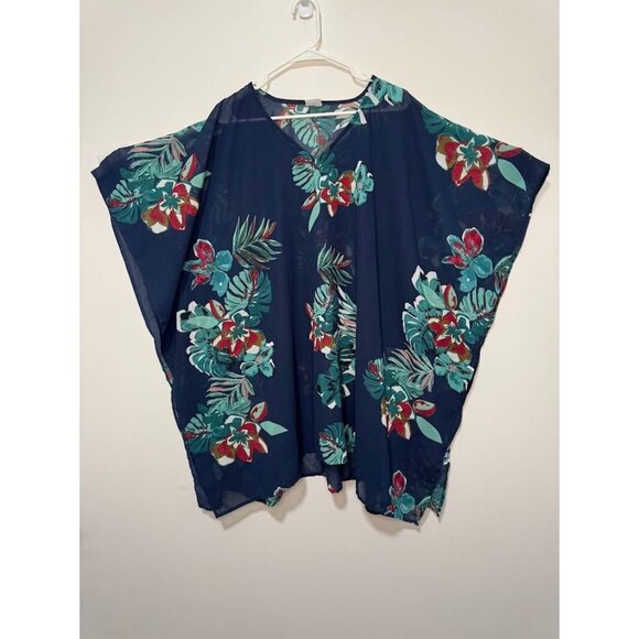 Lotus One Size fits Most, Swim Suit Cover Up, Blue Floral - Picture 1 of 6